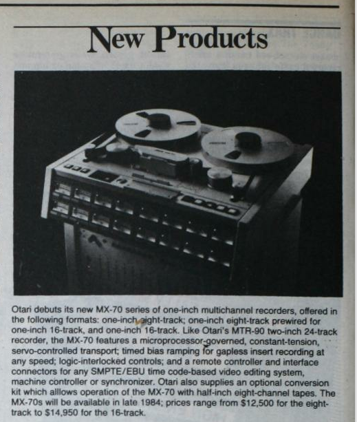 November 1984 Billboard Magazine New Product Alert